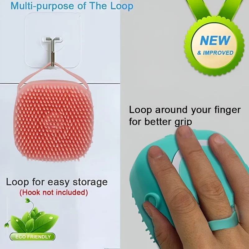Soft Silicone Bath Brush with Hooks | Baby & Adult Body Scrubber | Random Color | With Box - Image 8