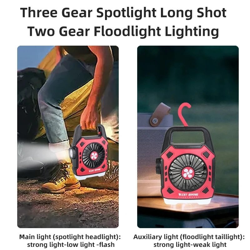 Multipurpose Rechargeable Desk & Camping Fan with LED Light, Flashlight & Power Bank - Image 2