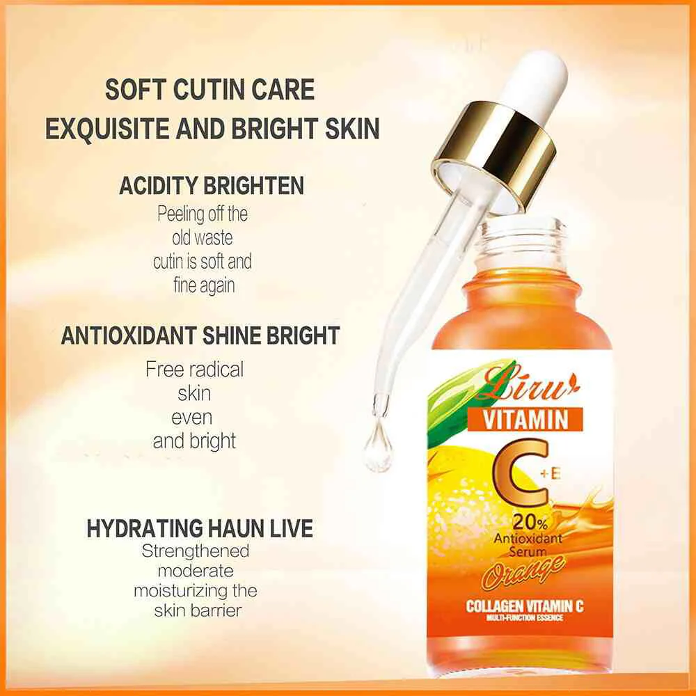 Liru Collagen Vitamin C Serum Orange 30ml Brightening Anti-Aging Face Serum for Glowing Skin - Image 2