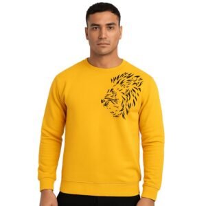 LION Printed Yellow Tracksuit Sweatshirt & Trouser | Warm & Comfortable Winter Wear | Medium