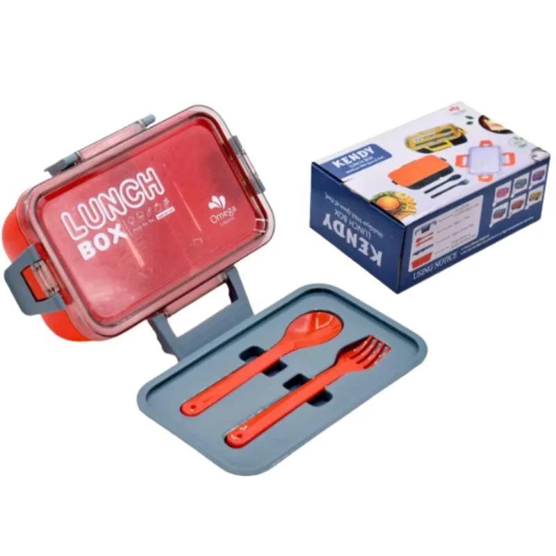 Kendy Lunch Box with Spoon & Fork | 2-Compartment Portable Tiffin Box for School & Office - Image 2