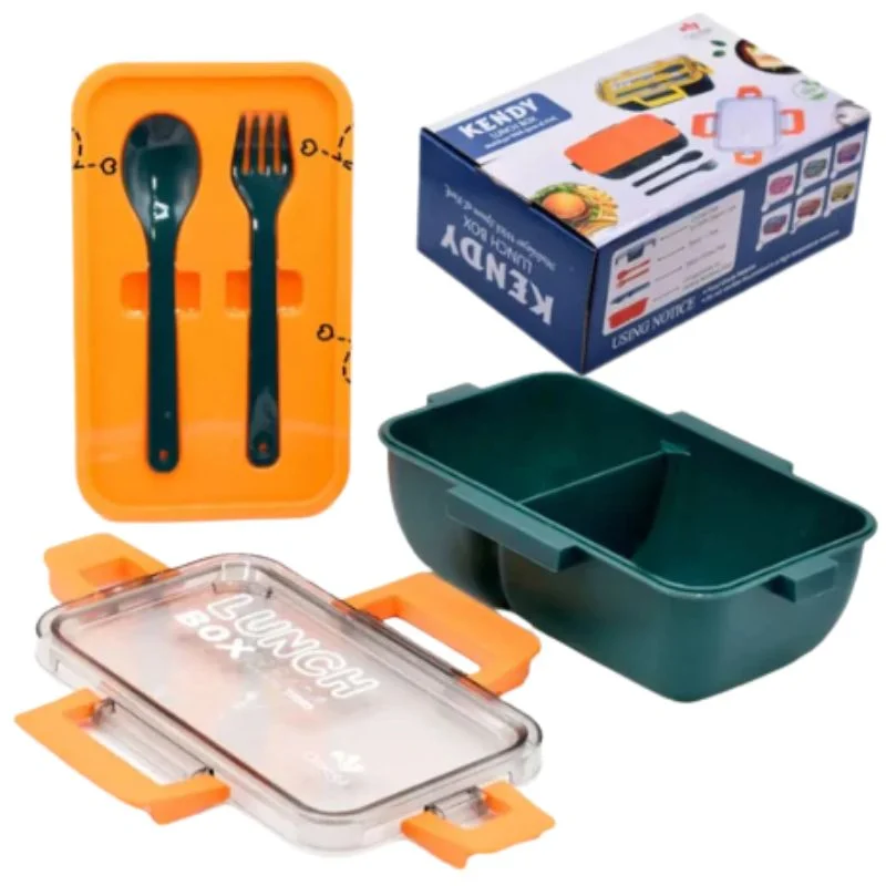 Kendy Lunch Box with Spoon & Fork | 2-Compartment Portable Tiffin Box for School & Office - Image 6