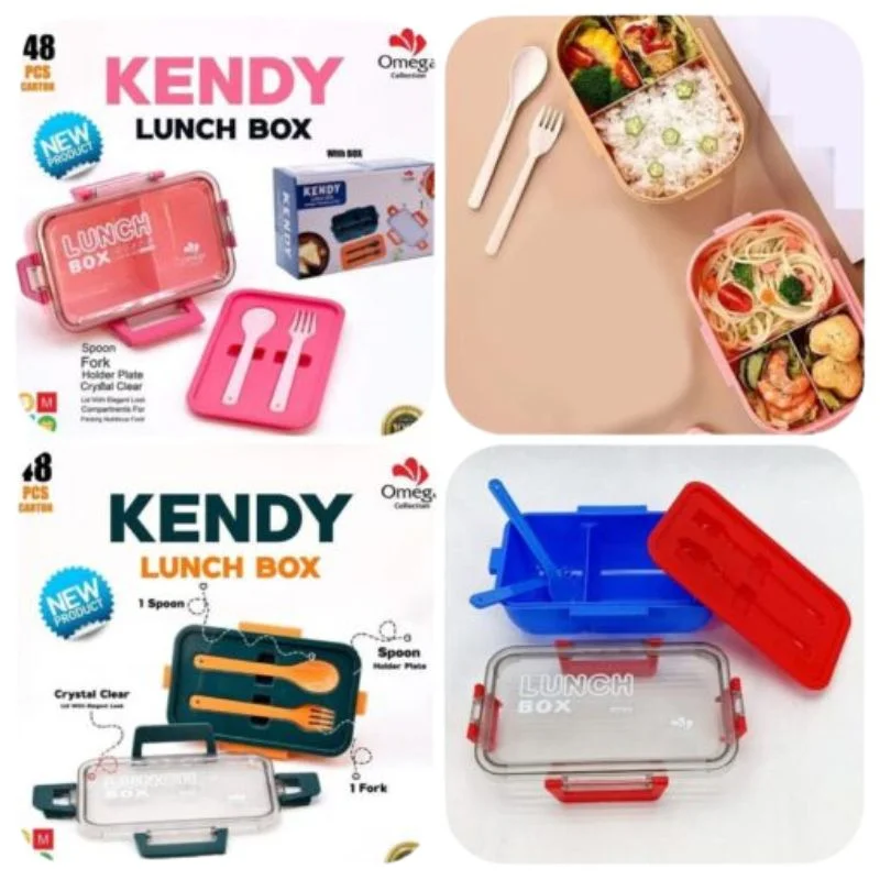 Kendy Lunch Box with Spoon & Fork | 2-Compartment Portable Tiffin Box for School & Office - Image 5