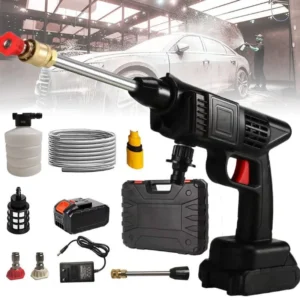 Cordless Car Wash Spray Gun 48V cleaning a vehicle with high pressure water flow