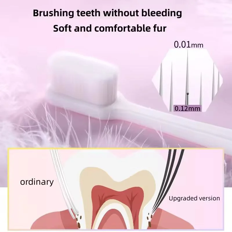 Nano Toothbrush with Travel Case | Ultra Soft Micro-Nano Bristles | For Sensitive Gums, Adults & Kids | Pink - Image 5