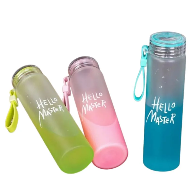 Green Frosted Glass Water Bottle | Leak-Proof Insulated Bottle with Hello Master Decal Logo | 400ml