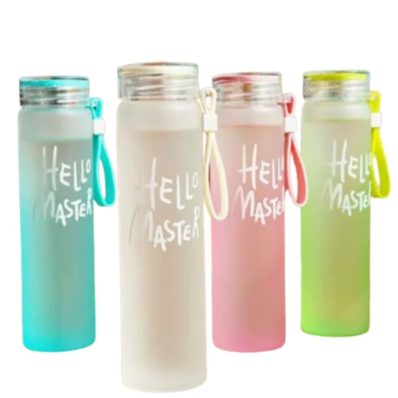 Green Frosted Glass Water Bottle | Leak-Proof Insulated Bottle with Hello Master Decal Logo | 400ml - Image 3