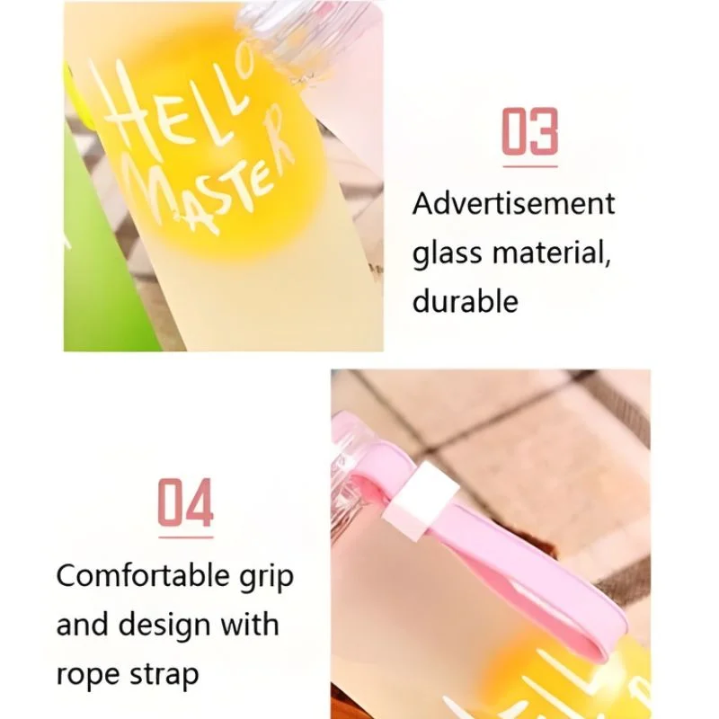 Green Frosted Glass Water Bottle | Leak-Proof Insulated Bottle with Hello Master Decal Logo | 400ml - Image 5