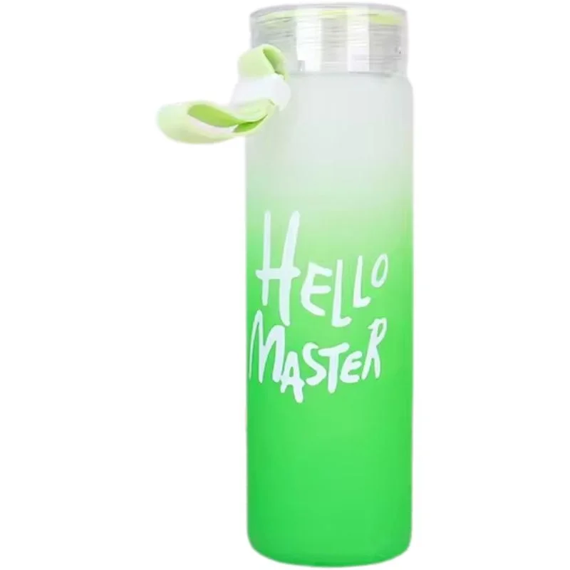 Green Frosted Glass Water Bottle | Leak-Proof Insulated Bottle with Hello Master Decal Logo | 400ml - Image 8