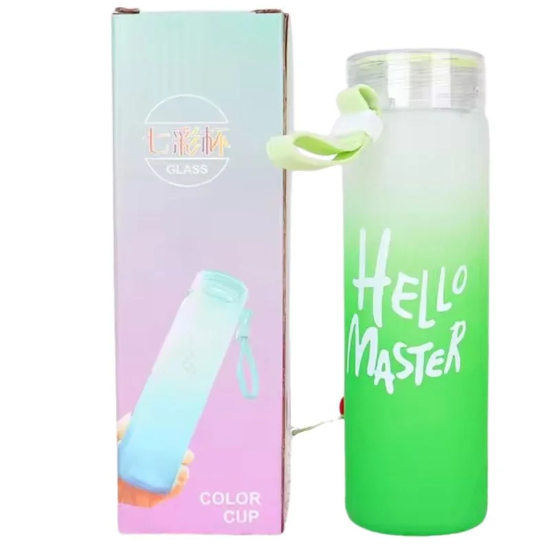 Green Frosted Glass Water Bottle | Leak-Proof Insulated Bottle with Hello Master Decal Logo | 400ml - Image 7