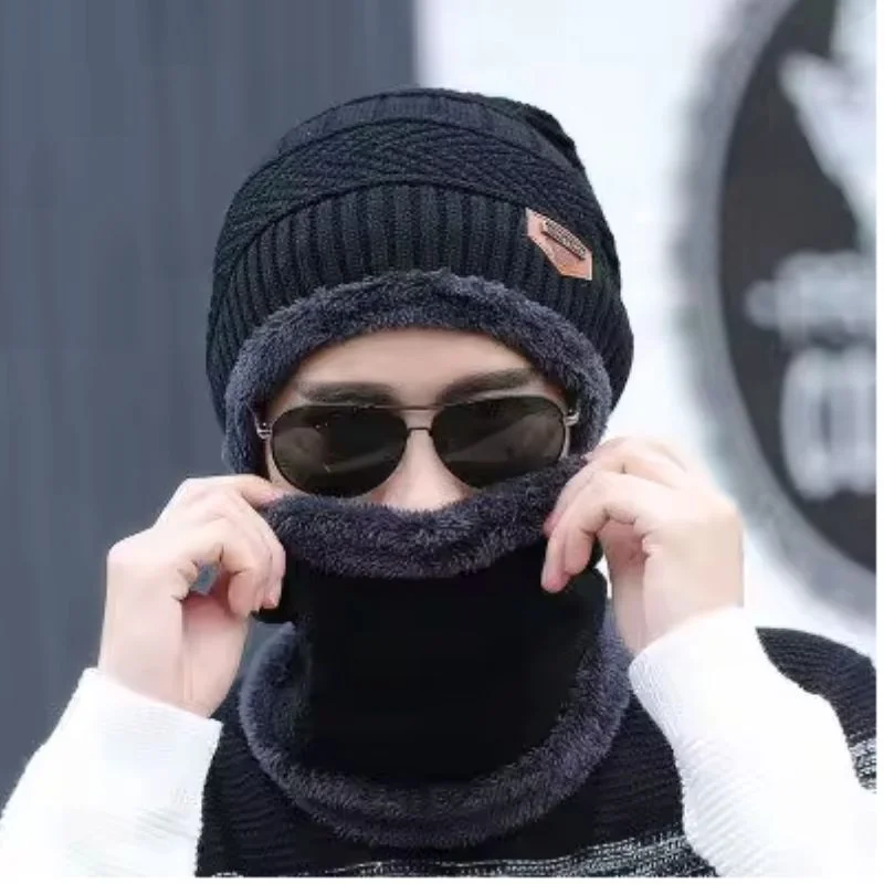 Winter Wool Cap with Neck Warmer Set | Thermal Beanie & Scarf Combo for Men and Women | Black And Gray - Image 6