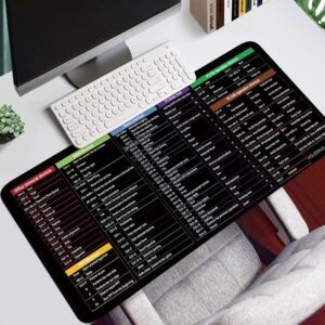 Large Excel Shortcut Keyboard Mouse Pad & Desk Mat 30×59cm | Extended Non-Slip Office Table Mat for Work Study Gaming