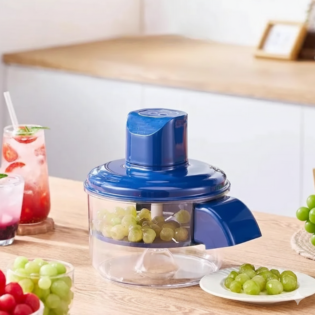 Automatic electric fruit and vegetable peeler peeling an apple on a kitchen counter