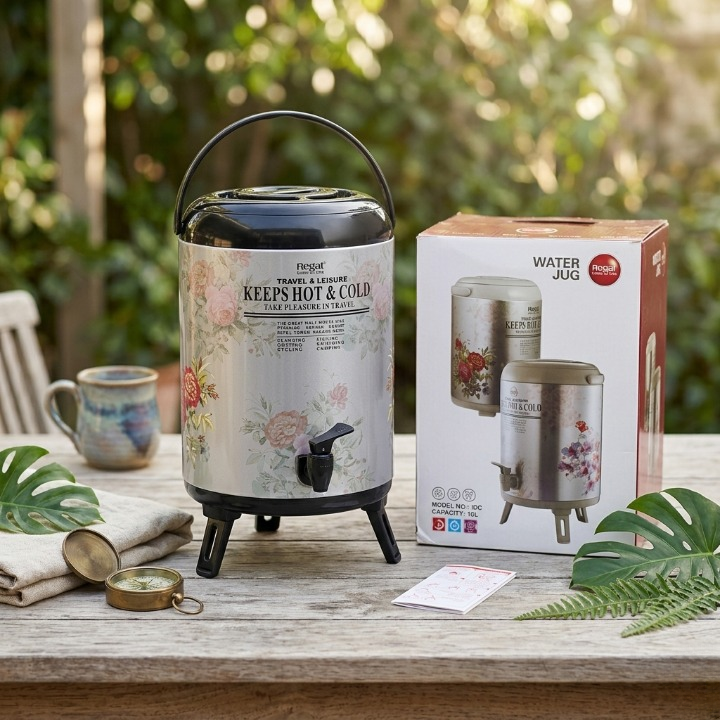 Regal 10 Liter Steel Body Hot and Cold Water Cooler with Elegant Floral Design