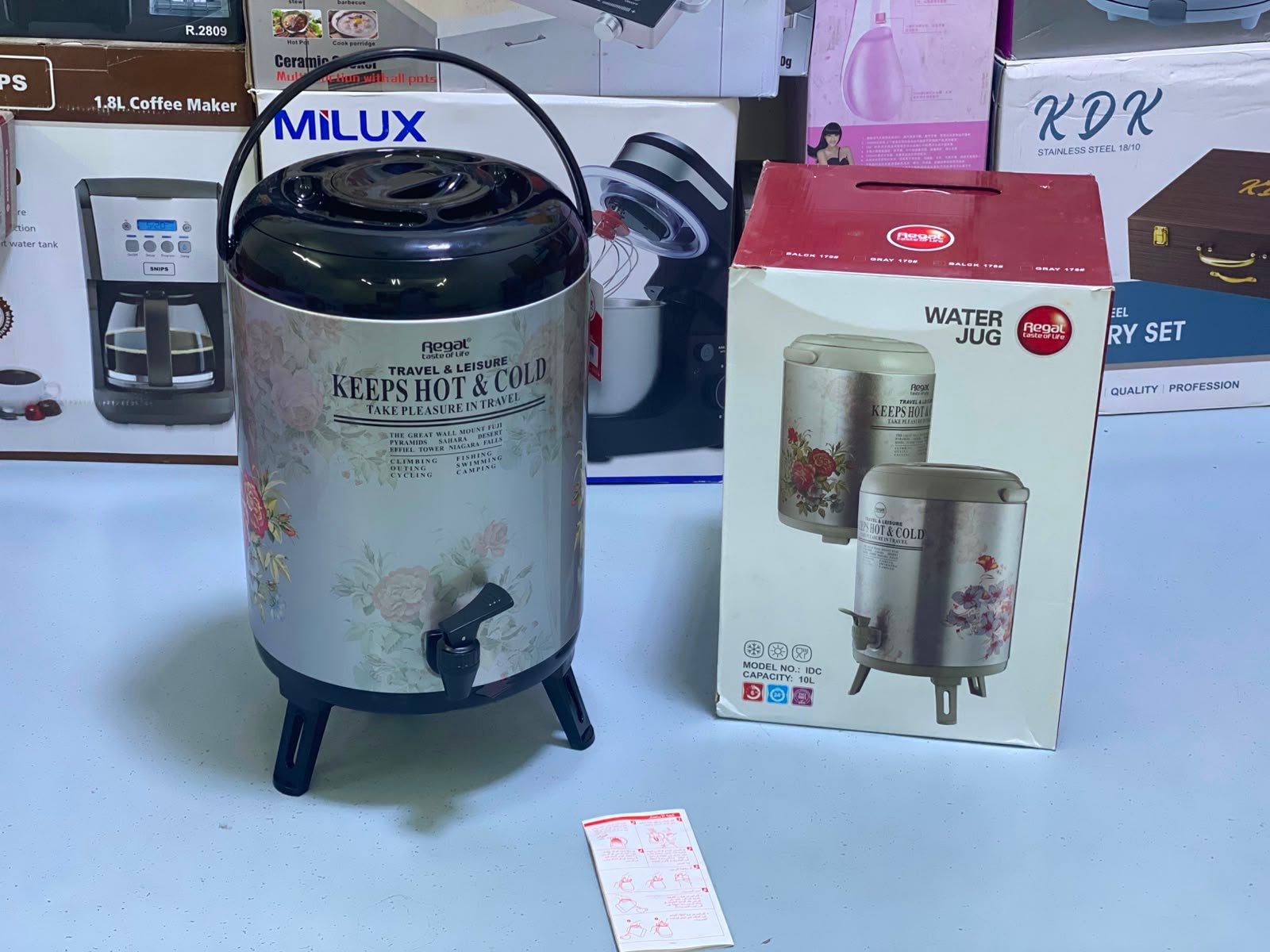 Regal 10 Liter Steel Body Hot and Cold Water Cooler with Elegant Floral Design