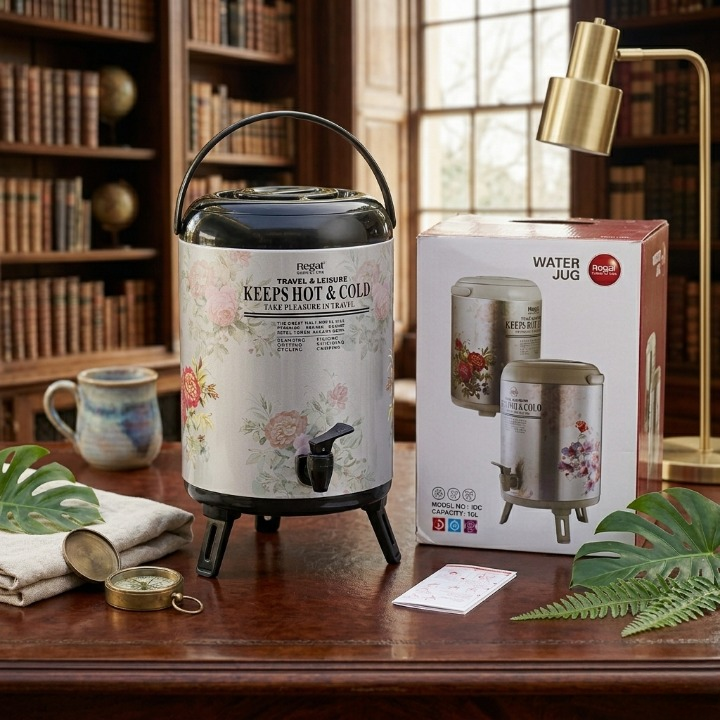 Regal 10 Liter Steel Body Hot and Cold Water Cooler with Elegant Floral Design